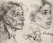 Study of female-s head Nikolay Fechin